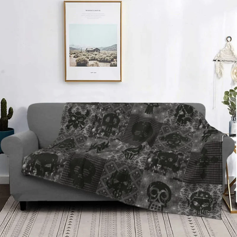 

Skull Collage Blankets Fleece Spring/Autumn Nightmare Multifunction Warm Throw Blanket for Sofa Bedroom Quilt