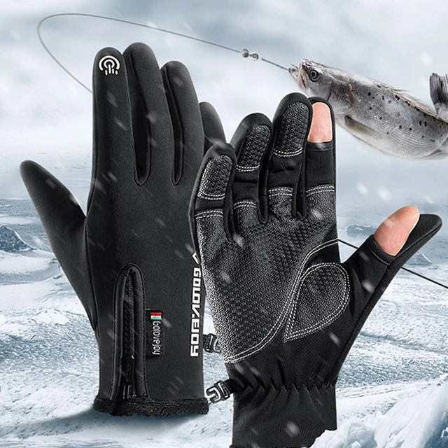 Winter 2 Finger Flip Fingerless Gloves Non-slip Waterproof Warm