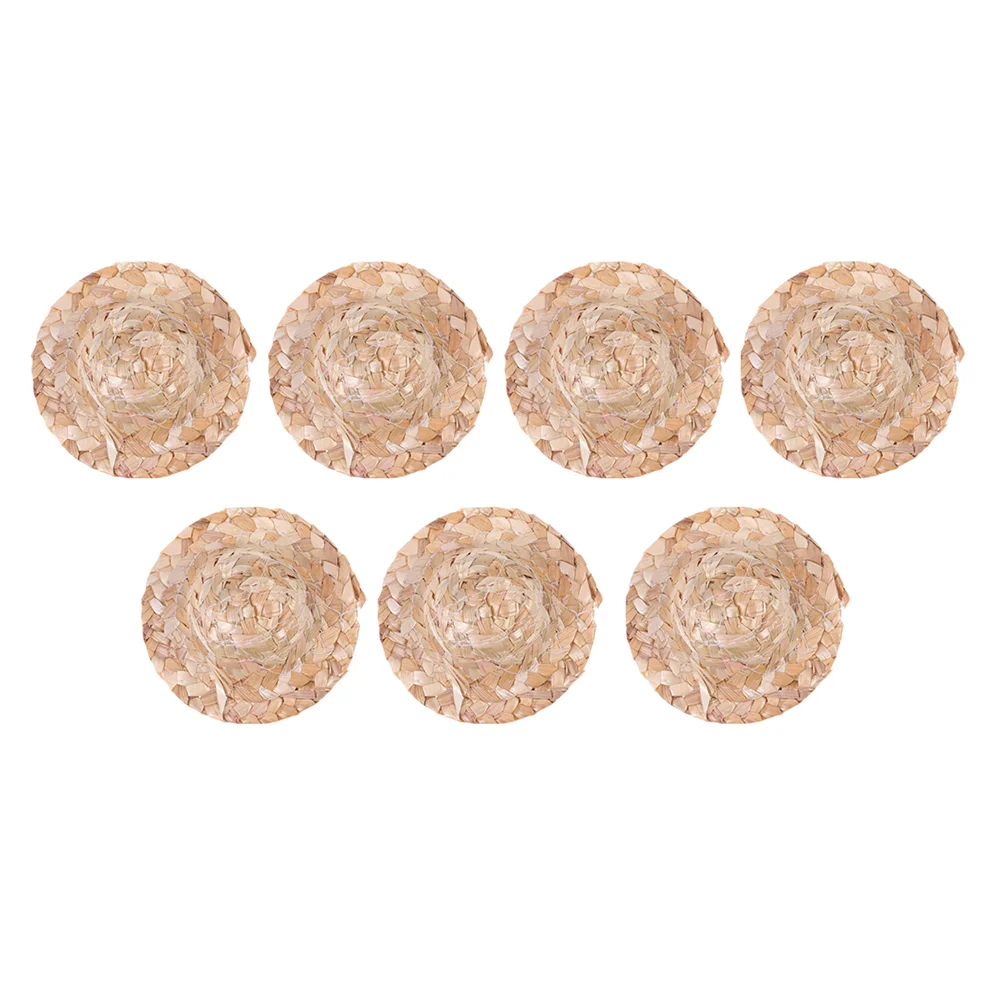 

20pcs Handmade Mini Straw Hat Creative Hand-woven Delicate Decorative Straw Hats