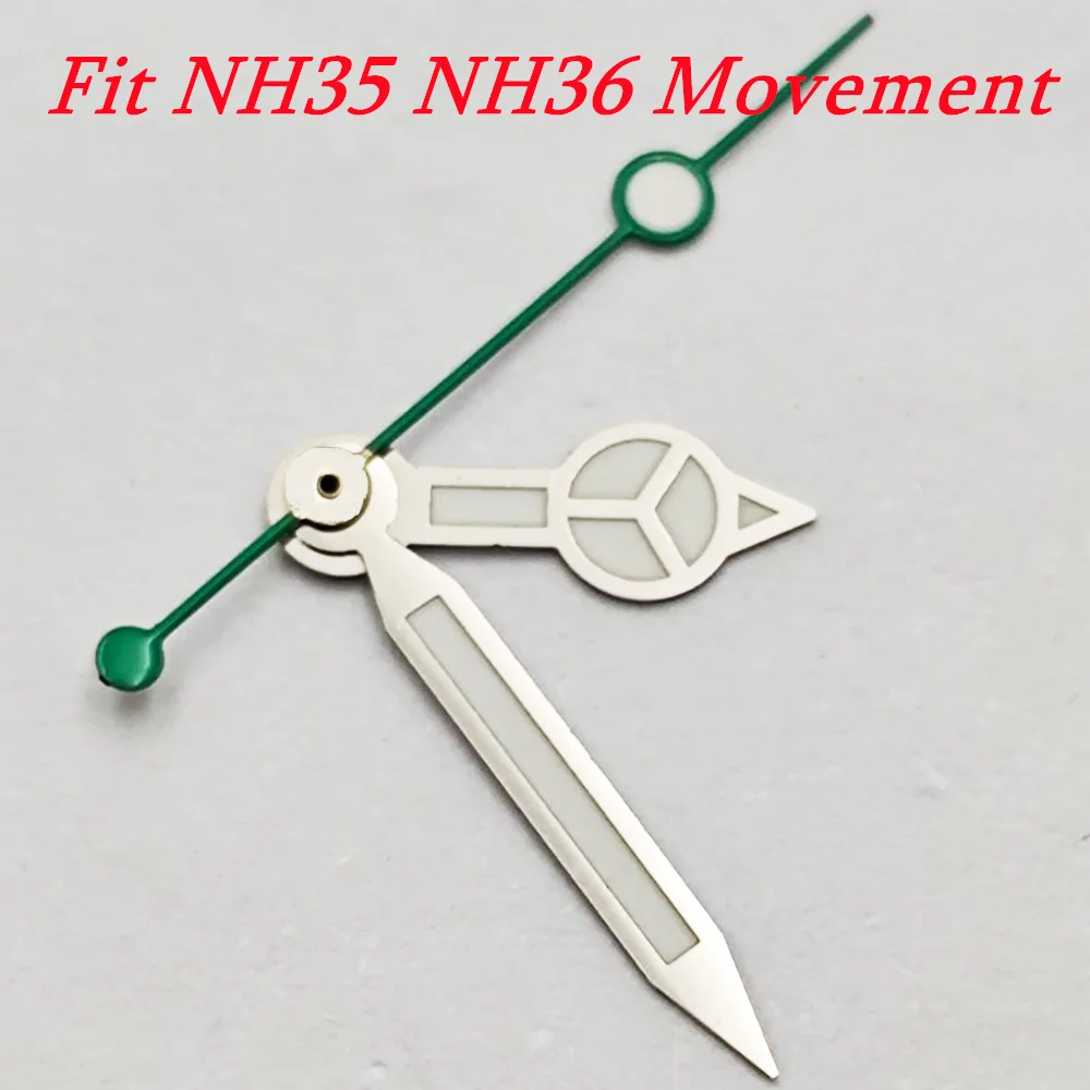 Silver & Black Green Luminous Watch Hands