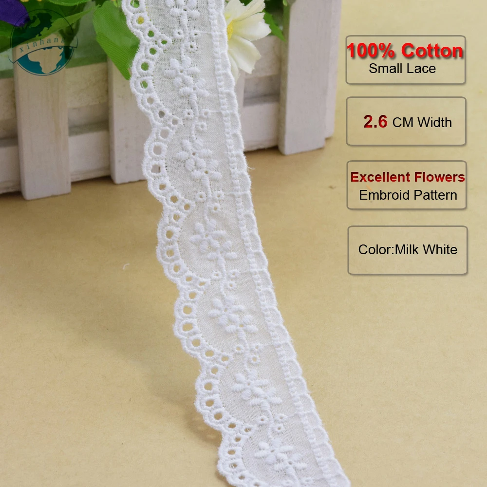 3yards 2.6cm 100% Cotton Embroidery Lace for crafts Sewing Ribbon Guipure Trim Lace Fabric & lace DIY Garment Accessories#3171 lace fabric lace ribbon lace garment accessories lace sewing supplies lace accessories lace sewing accessories