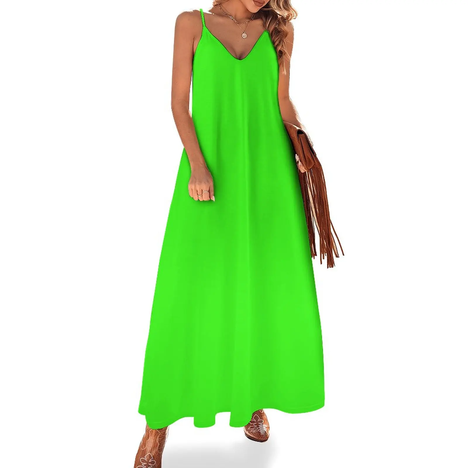 

Neon Green Sleeveless Dress evening dresses women Clothing womens clothing
