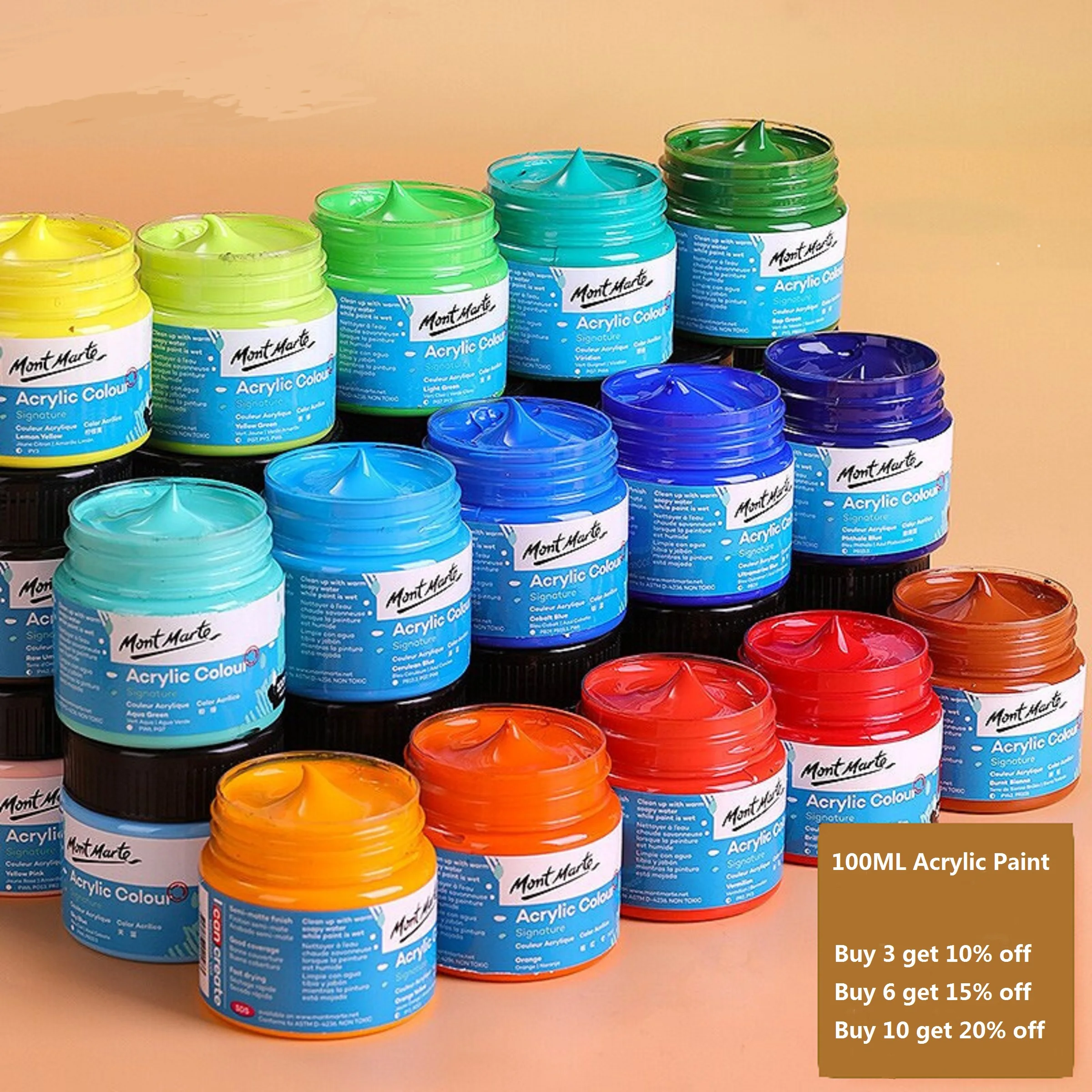 Expressive Metallic Acrylic Paint Set - 20 Colors, 60ml Bottles