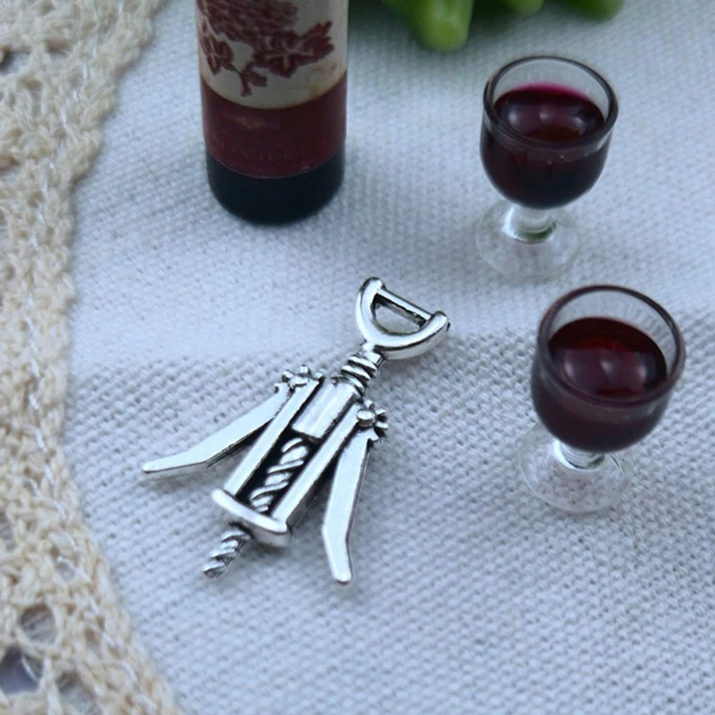 New 2pcs Dolls Accessories 1:12 Bottles Kitchen Bar Miniature Metal Wine Drink Bottle Opener Corkscrew Doll House Decoration 3
