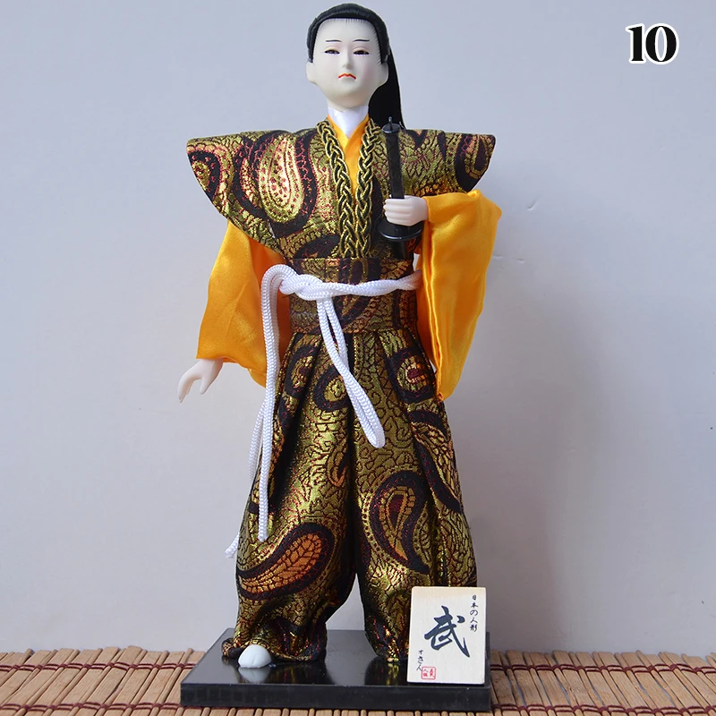 Japanese Samurai and Ninja Figurine Collection with Traditional Kimono Decor