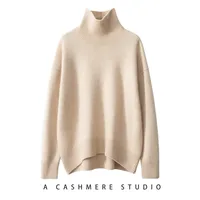 2024 Autumn and Winter New Thick Cashmere Sweater Women High Neck Pullover Sweater Warm Loose Knitted Base Sweater Jacket Tops - Image 2
