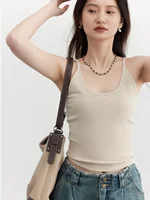 CHIC VEN-Débardeur à col en U pour femmes, haut court, sous-vêtement basique, nouvelle collection printemps été 2024 4
