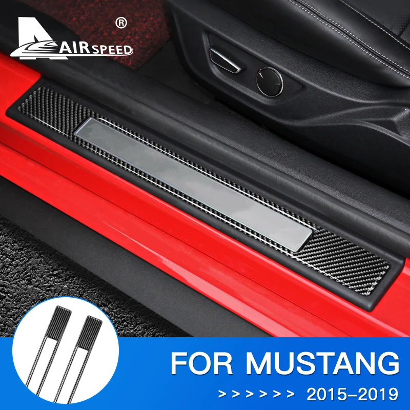 

Аксессуары Airspeed для Ford Mustang, 2015, 2016, 2017, 2018, Mustang GT, углеродные наклейки для Ford Mustang, защитные пороги для дверей
