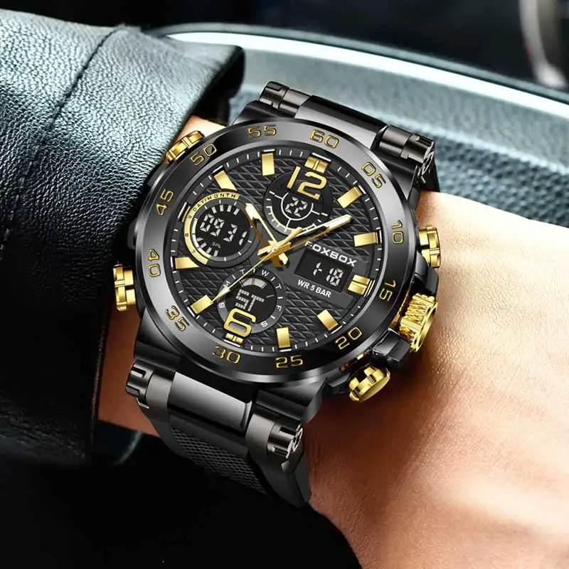LIGE DESIGN LCD ÷   ߱ ð, 5ATM  и͸  ոð, Relogio Masculino + ڽ
