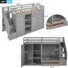 Bed Frame Functional Twin Loft Bed with Stairs 2Drawer and 3 Shelves Twin Size Loft Bed Frame with Wardrobe No Box Spring Needed 3