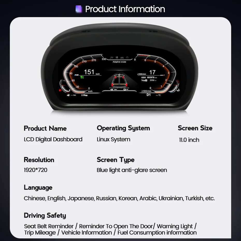 Panel de instrumentos digital LCD MEKEDE Europe Stock para BMW Serie 3 E90/E91/E92/E93 2005-2012, velocímetro, cabina virtual. 7