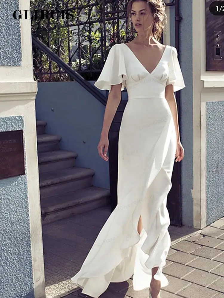 boho-wedding-dress-simple-beach-summer-short-sleeve-v-neck-chiffon-backless-robe-de-mariee-custom-made-for-women-bridal-gowns