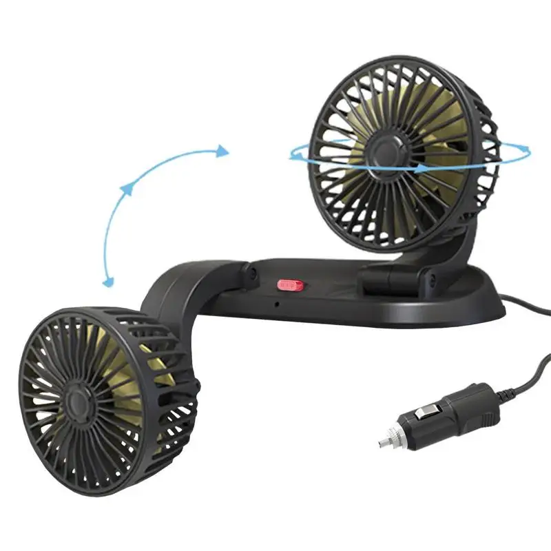 

Car Dashboard Fan Dual Head Car Fan Cooling Rechargeable Adjustable Auto Cooling Air Fan Truck Air Fan For Boat Truck Travel