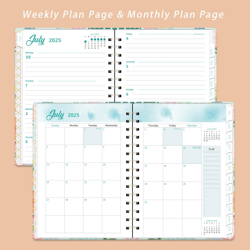 Whole Year A5 Journal Notebook Spiral Bound Yearly Week Planner Daily Diary Calendar Time Organizer Goals Setting Schedule