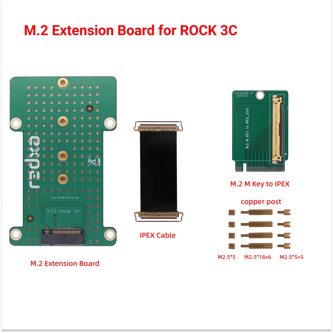 ROCK 4A/4B/4A+/4B+/4SE/3A/5A/3C용 Radxa M.2 확장 보드