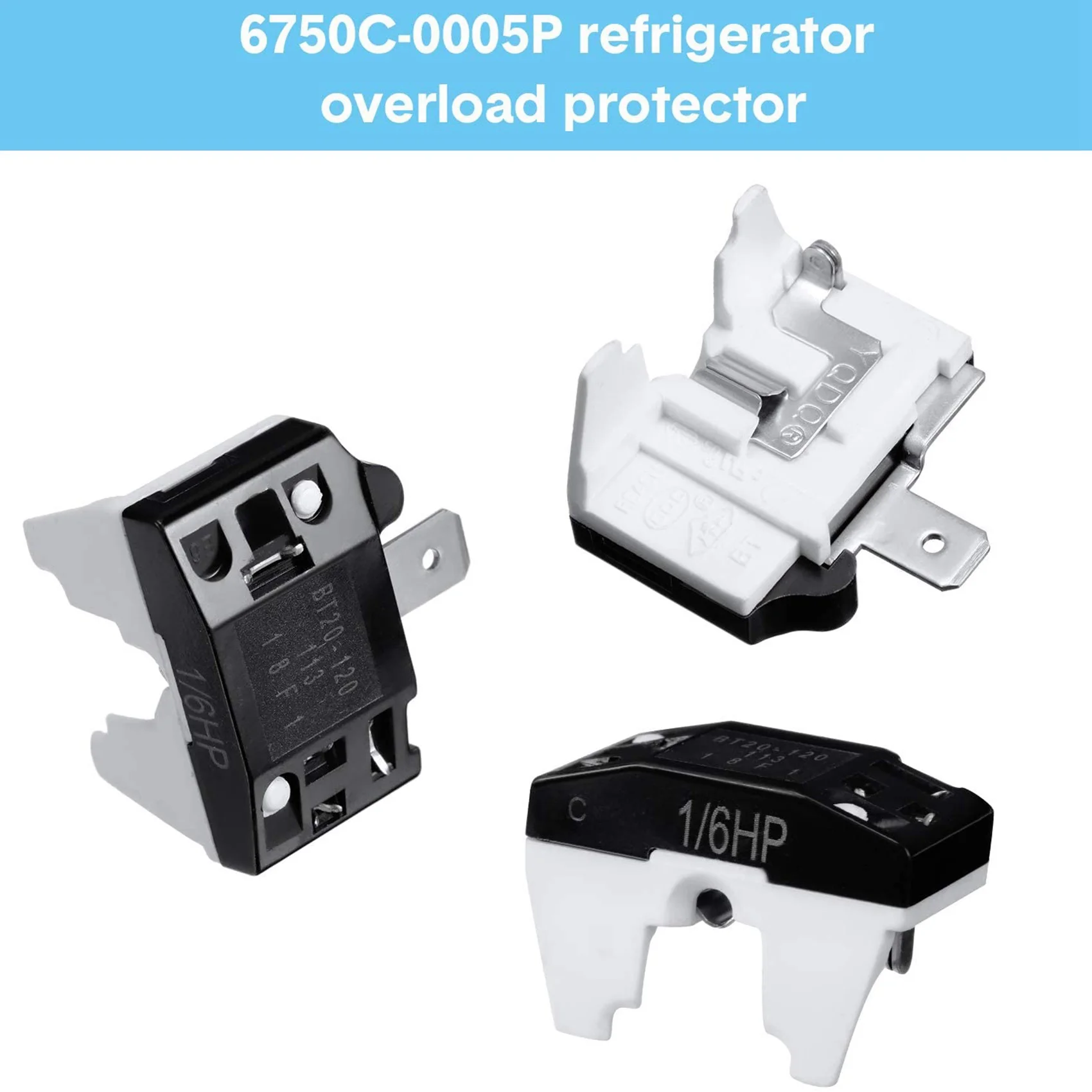 10X QP2-4.7 PTC Starter Relay 1 Pin Refrigerator Starter Relay and 6750C-0005P Refrigerator Overload Protector refrigerator parts