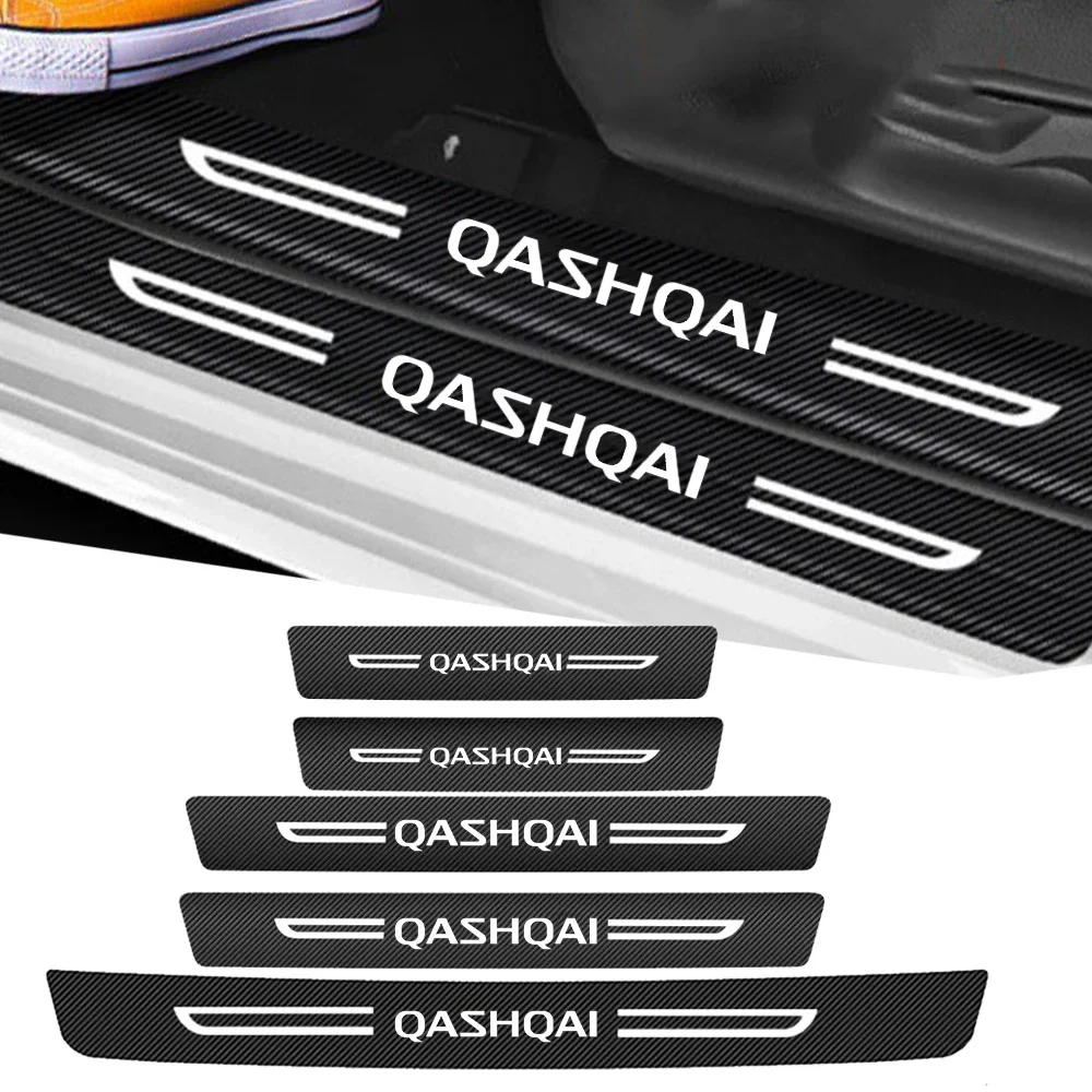 

Carbon Fiber Car Door Pedal Strips for Nissan Qashqai Logo Auto Door Threshold Sill Protective Rear Trunk Bumper Guard Stickers