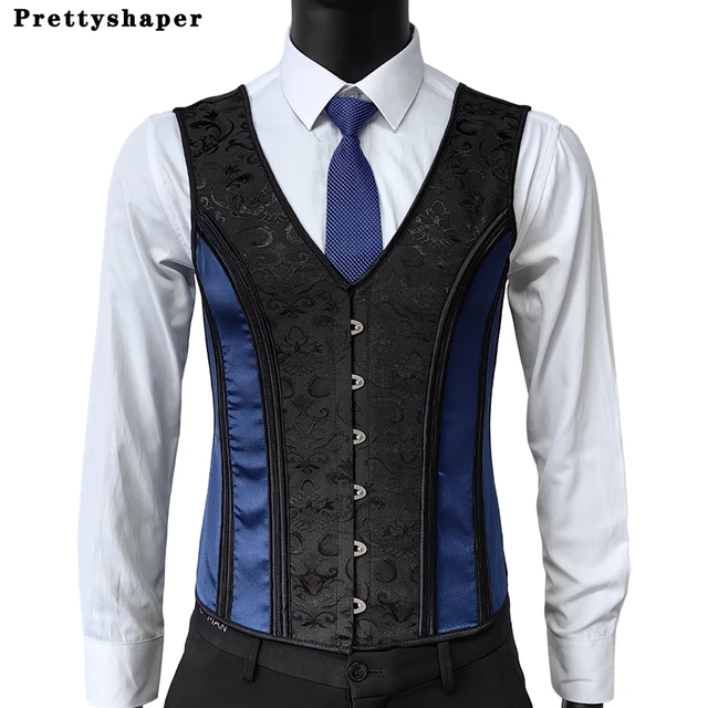 Men's Abdomen Corset Elegant Shaping Vest Lace Up Boned Vintage