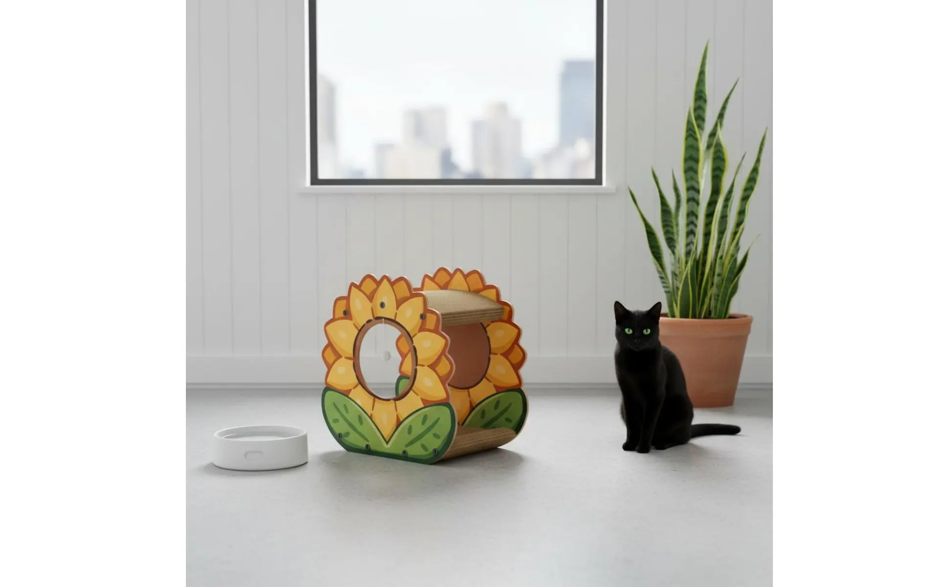 Marigold Cat Scratcher House Protects Furniture 2-Tier Cardboard Cat Lounger Corrugated Scrape Pad Mess Messless Stable