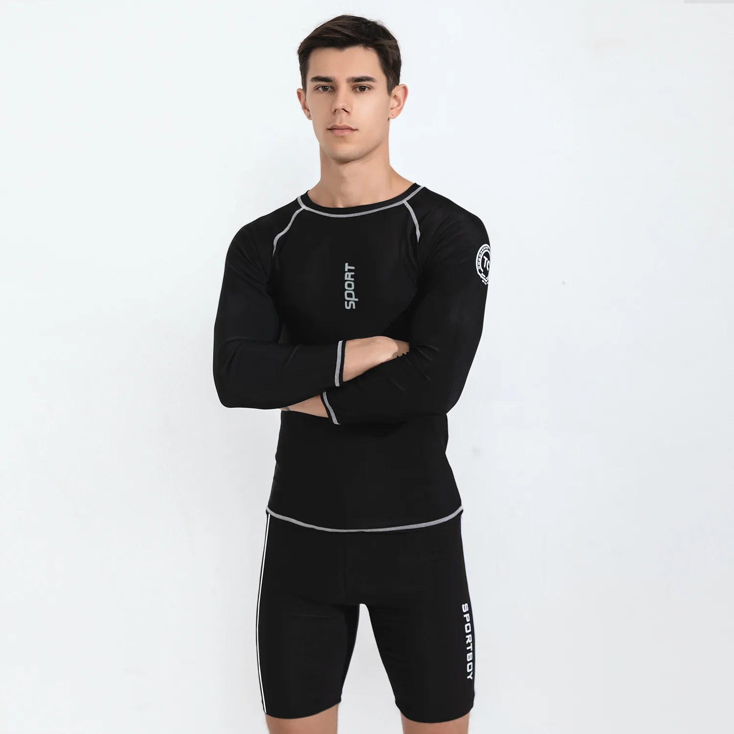 Rash Guard Bathing Suit Man Surf Men's Swimwear Long Sleeve Two Piece Swimsuit Swimming Shorts Sports Beach Monokini Boy