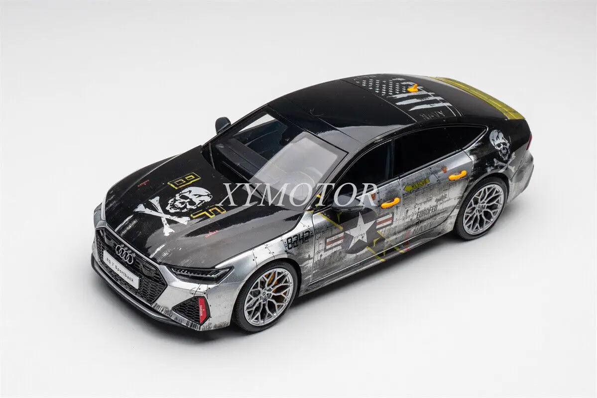 

KengFai 1/18 For Audi RS7 Sportback C8 Vossen HF2 Pirate flag Diecast Model Car Toys Gifts Collection Ornaments Display