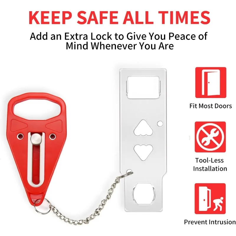 Portable Door Lock Extra Lock for Additional Privacy and Safety in Home,Hotel and Apartment,Prevent Unauthorized Entry