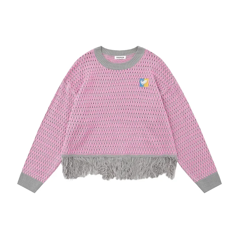 

Daiwing is a love of life American flowery matching color sweater autumn and winter embroidered short knitwear