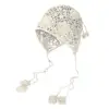 Women Crochet Hat Solid Color Ethnic Style Knitted Hat with Tassel Trim Lace-up Handmade Crochet Hat 4