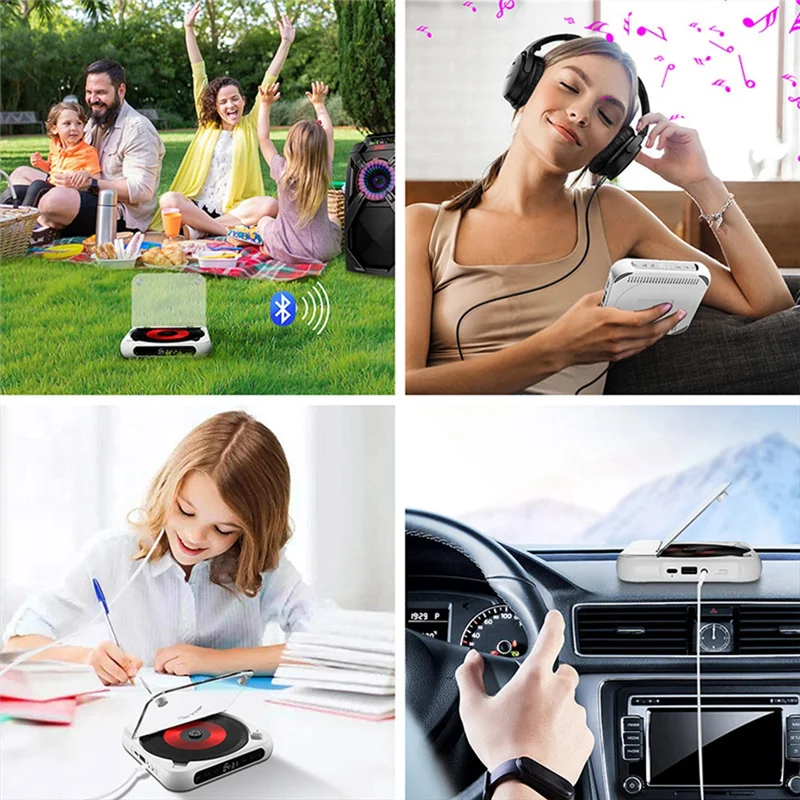 Portable CD Player Bluetooth Speaker,LED Screen, Stereo Player, Wall Mountable CD Music Player with FM