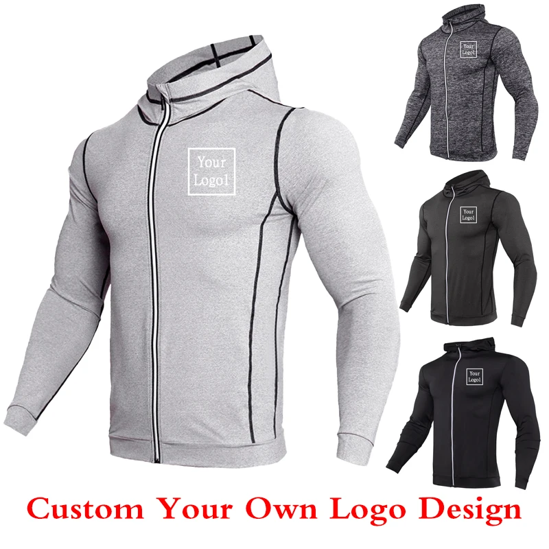 New Men's Breathable Outdoor Custom Logo Coat Sports Training Fitness Running Quick Drying Cycling Clothes Casual Zipper men s fleece thermal underwear suit quick drying underwear cycling fitness outdoor sports suit