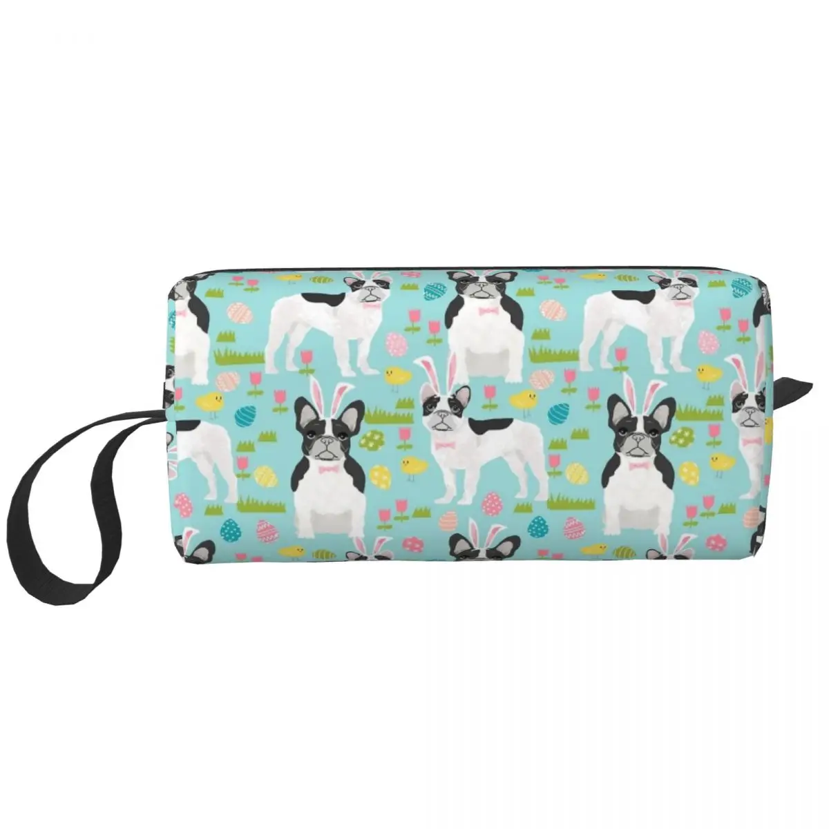 

French Bulldog Easter Spring Dog Cosmetic Bag Women Makeup Bags Travel Waterproof Toiletry Bag Organizer Pouch