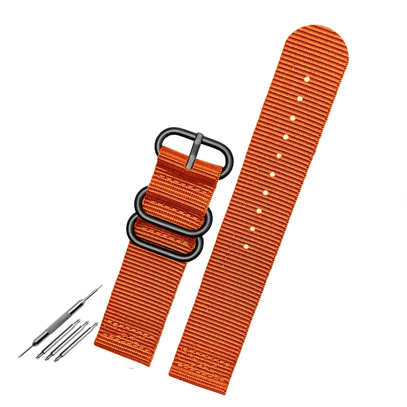 Durable Canvas Nylon Outdoor Sports Watch Strap in Black, Blue, and Army Green