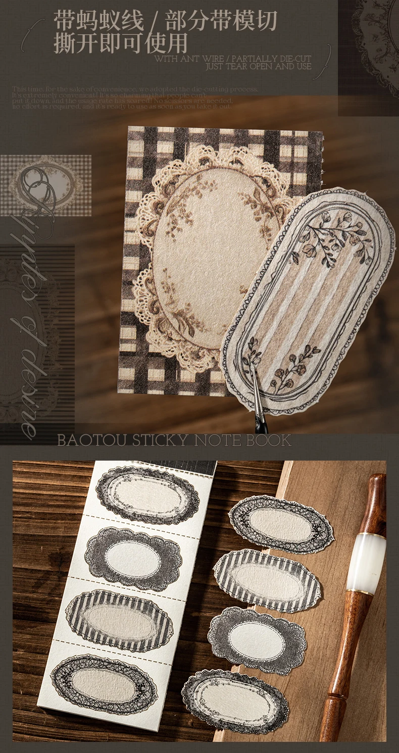 Journal GO 20 Stück Ripples of Desire Vintage Spitzenrand Collage Notizblock Kreatives DIY Junk Journal Scrapbook Deko-Material Papier – Detail 9