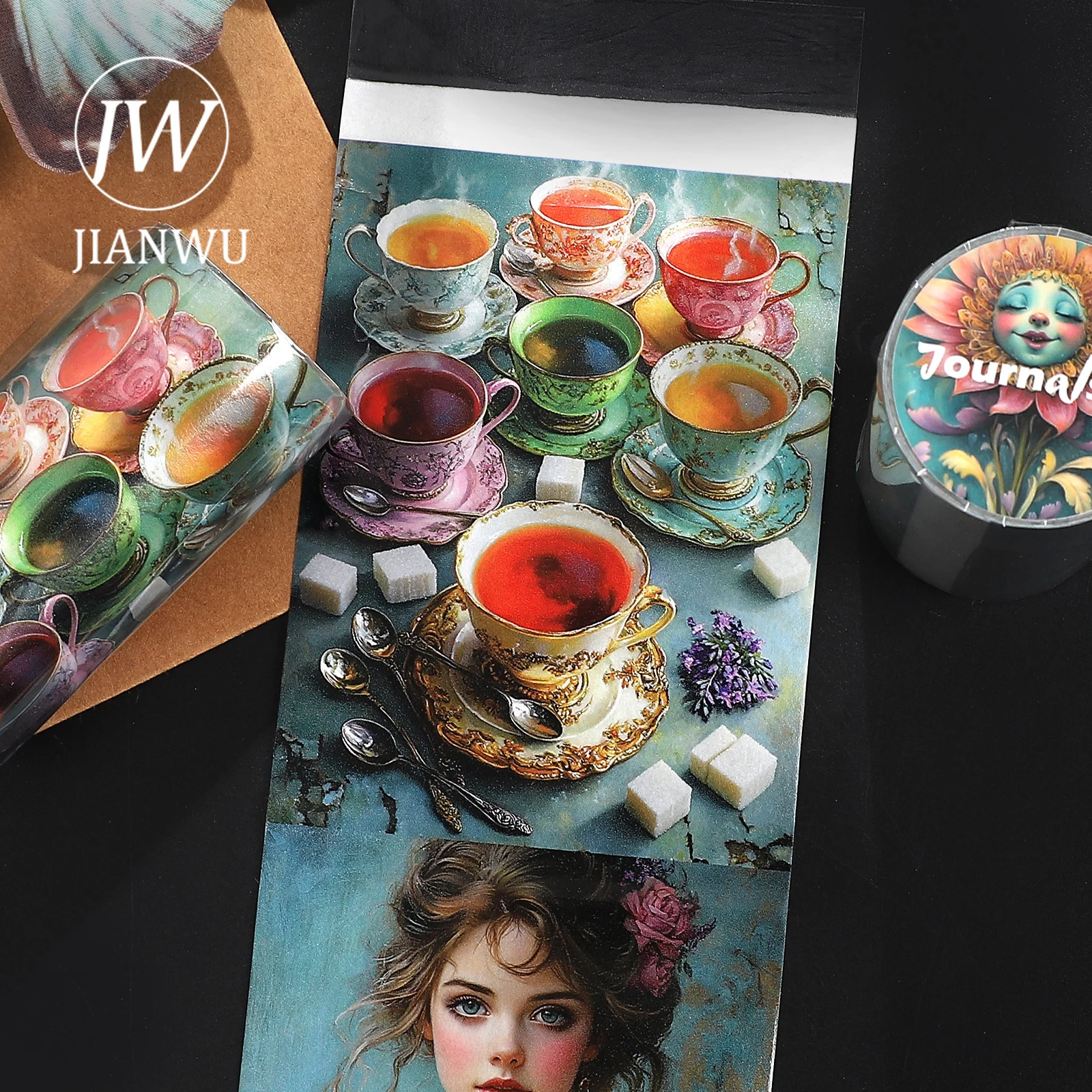 JIANWU 80mm * 204cm 빈티지 앨리스의 동화 모험 풍경 소재 콜라주 와시 테이프 크리 에이 티브 DIY 저널 문구