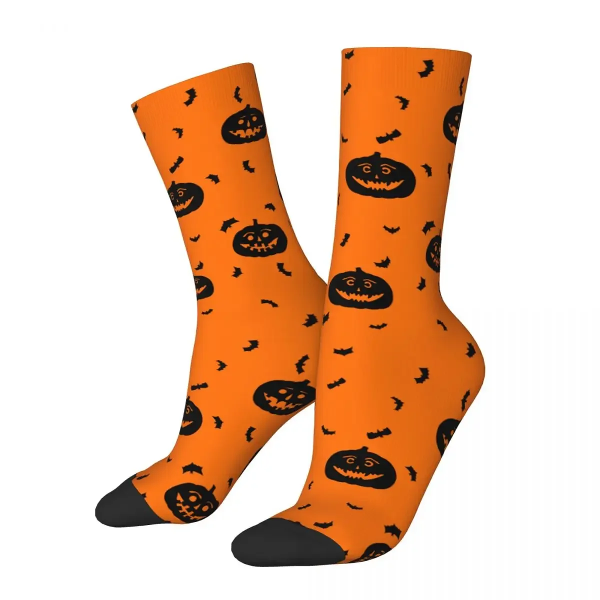 

Autumn Winter Crazy Design Unisex Halloween Bats Pumpkins Socks Sweat Absorbing Basketball Socks