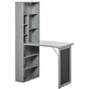 Fold-Out Convertible Writing Table Wall Mount Desk Cabinet with Blackboard and Side Shelf Multi-Function Home Office Work 3