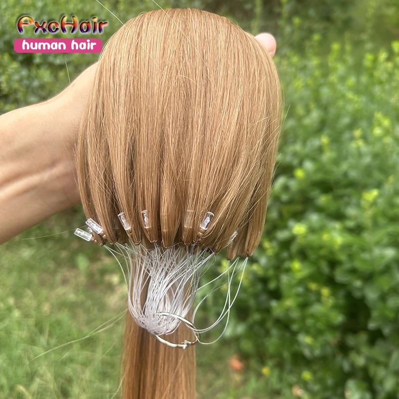 H6 Feathe Human Hair Extensions natural Straight Remy Micro Ring Hair Extensions Natural Black Loop 16-30inch Fusion Human