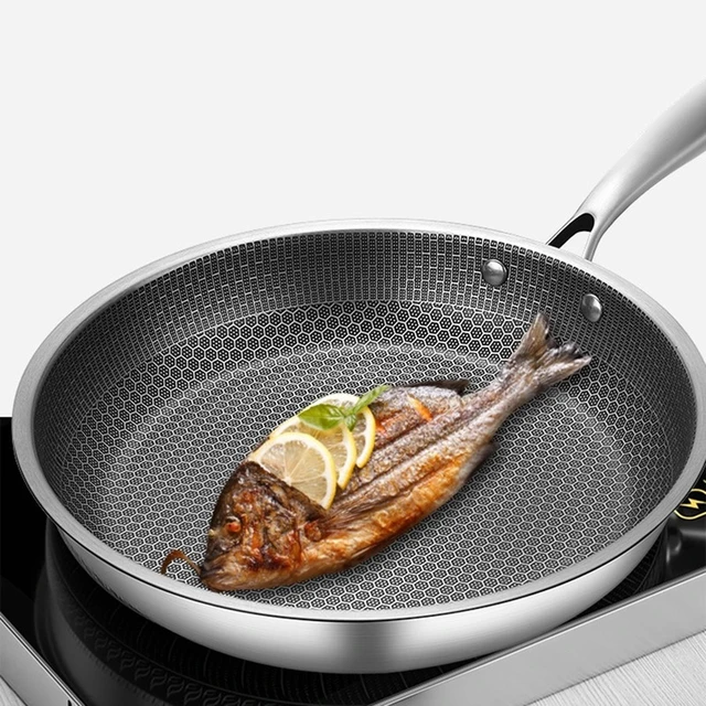 Stainless Steel Wok Thick Honeycomb Handmade Frying Pan Non-Stick Non  Rusting Gas/Induction Cooker Pan