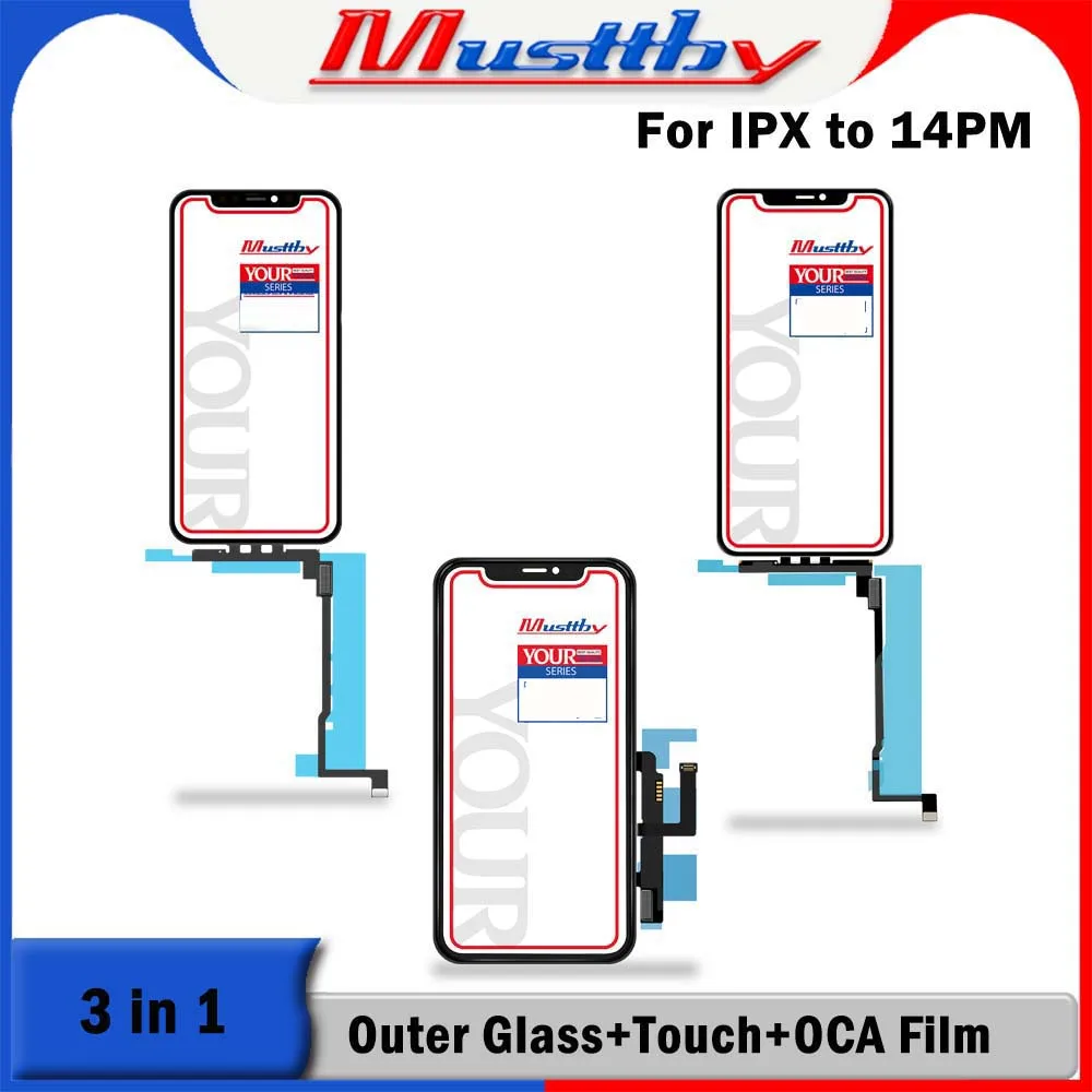 

Musttby 5pc OEM Front Outer Touch Screen Digitizer Glass With OCA Goose Hollow Replacement For iPhone 11 12 13 pro max Sensor