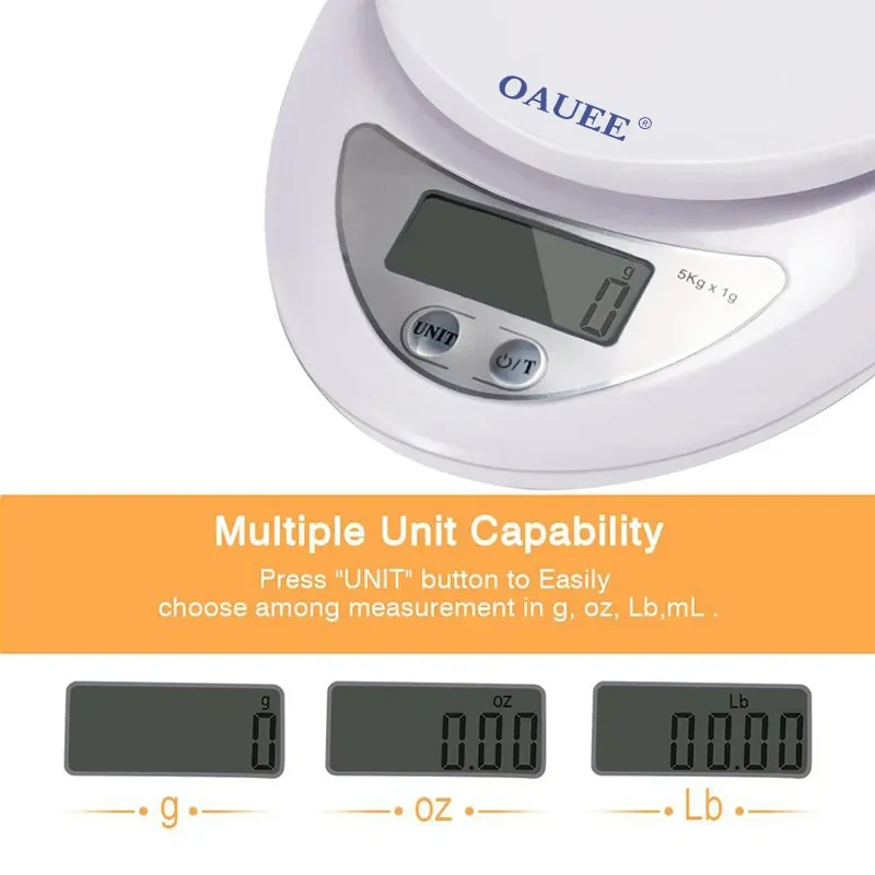 Мини-весы кухонные электронные с ЖК-дисплеем, 1 кг, 5 кг