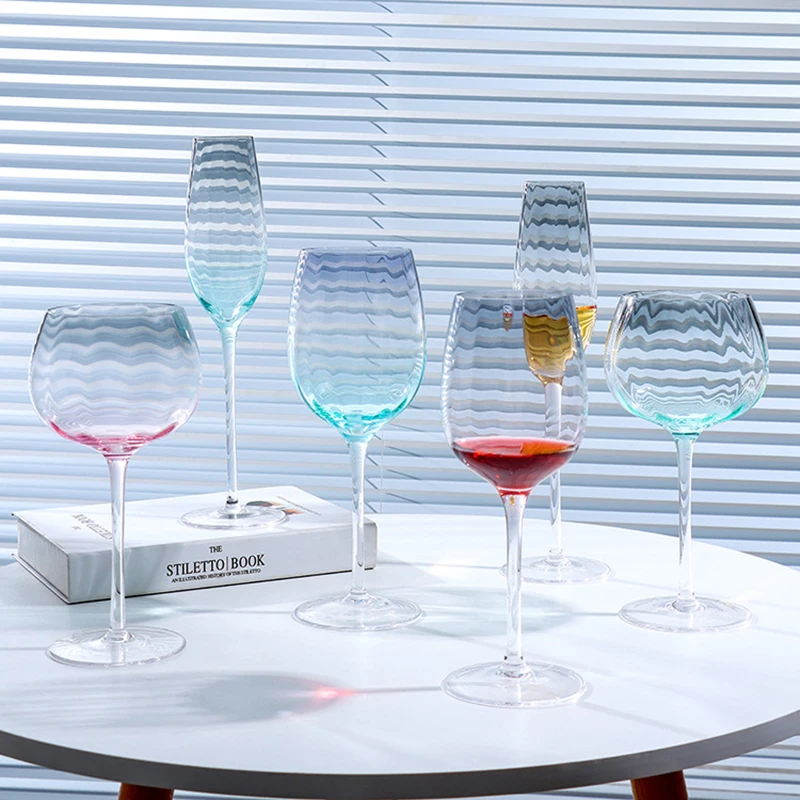 

Rainbow Gradient Glass Color Goblet Champagne Cup Glasses Bar Red Wine Goblet Household Glass Wine Glasses Drinkware