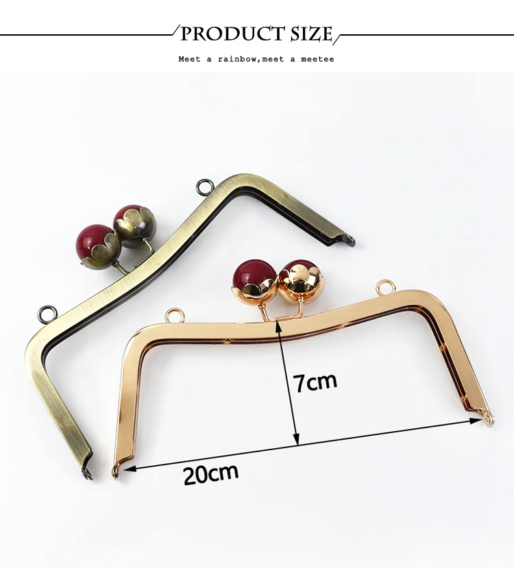 1/2Pcs Deepeel 20cm Metal Handle for Bags Pearl Head Kiss Lock Clasp Purse Brackets HandBags Handles Replacement Accessories