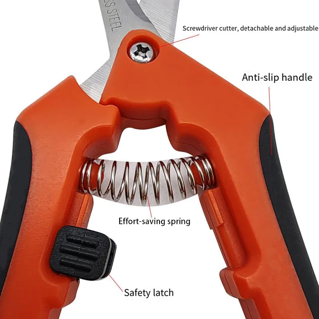 Garden Stainless Steel Flower Scissors Gardening Shears Fruit Grape Thinning Pruning Shears Straight Elbow Gardening Scissors 3