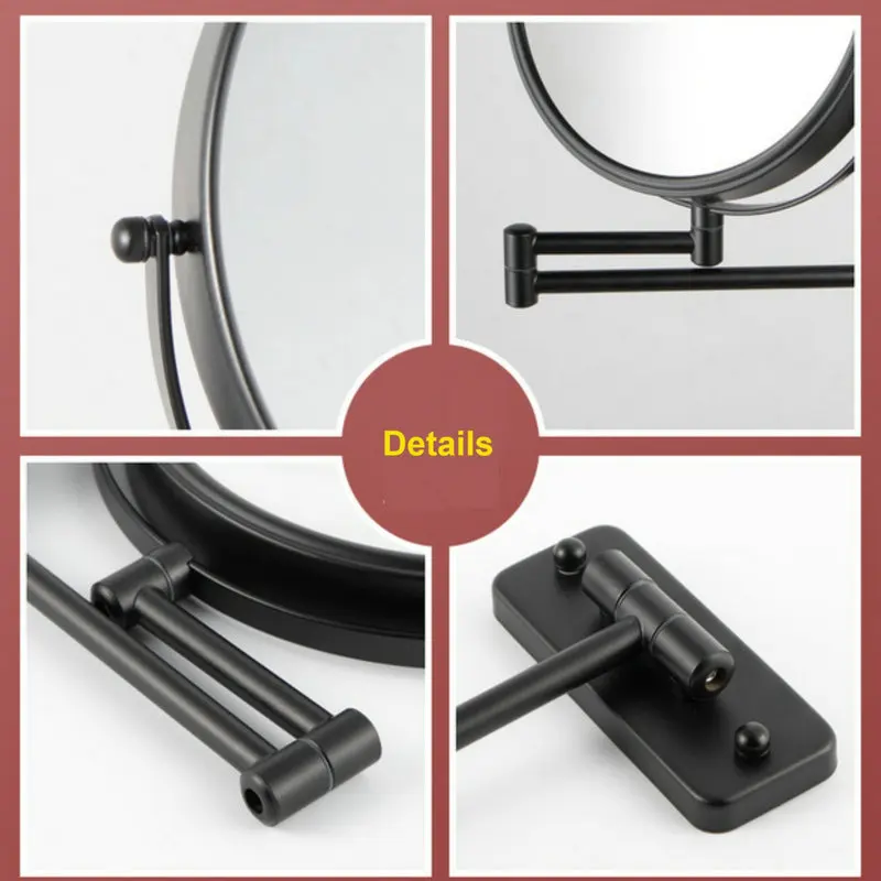 9" Wall Mounted Makeup Mirror,1X/10X Magnification Double Sided Vanity Mirror 360 Rotating Extendable 4