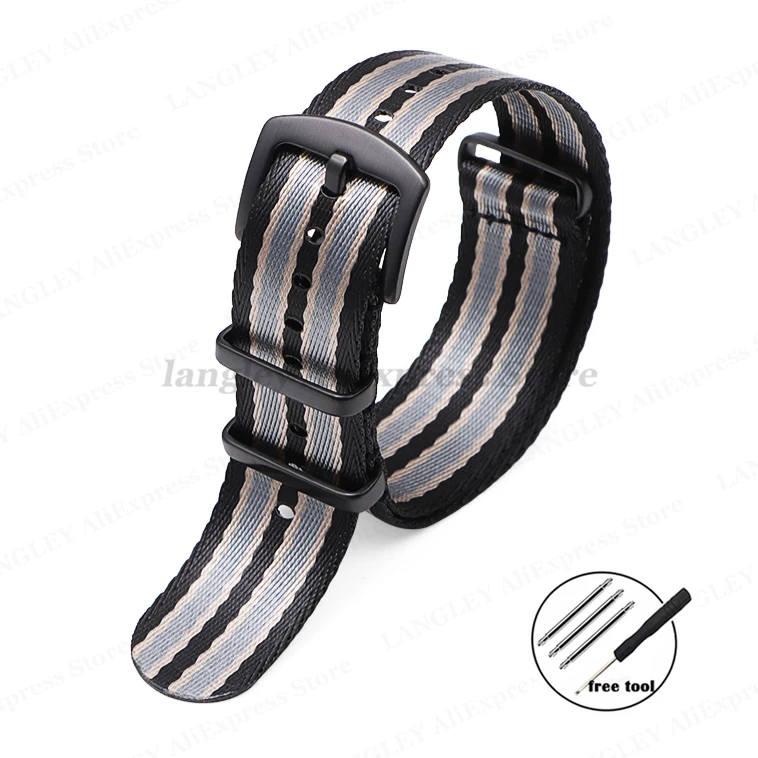 Premium Nylon Watch Strap with Black Ring Buckle - Universal Sports Band