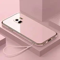 Luxury Square Plating Shockproof Soft TPU Silicone Phone Case with Modern Design - Galaxy S9 Plus (Gs6D pink)