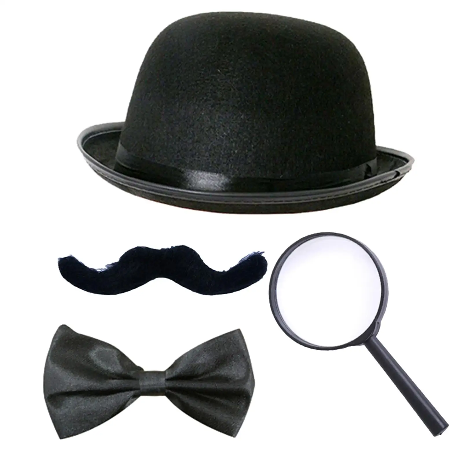 

Beard Bow Tie Hat Magnifying Glass Stage Performance Halloween Decor Props