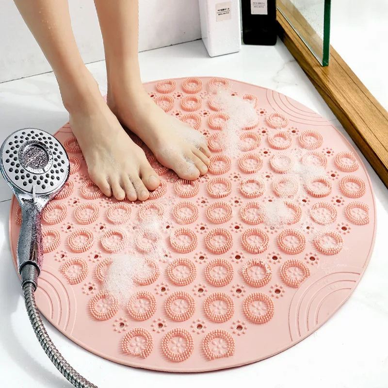 Plastic Bathroom Accessories Set  Round Shower Mat Drain Hole - Non-slip Bath  Mat - Aliexpress