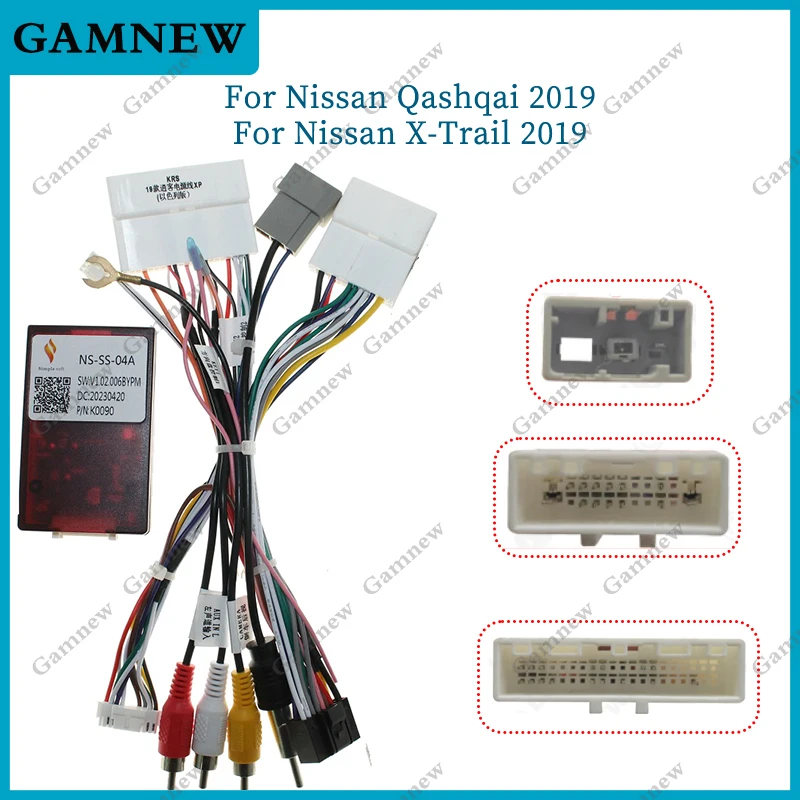 

Car 16PIN Android Radio Power Cable Adapter With Canbus Box For Nissan Qashqai X-TRAIL (2019-2022) Audio Wiring Harness