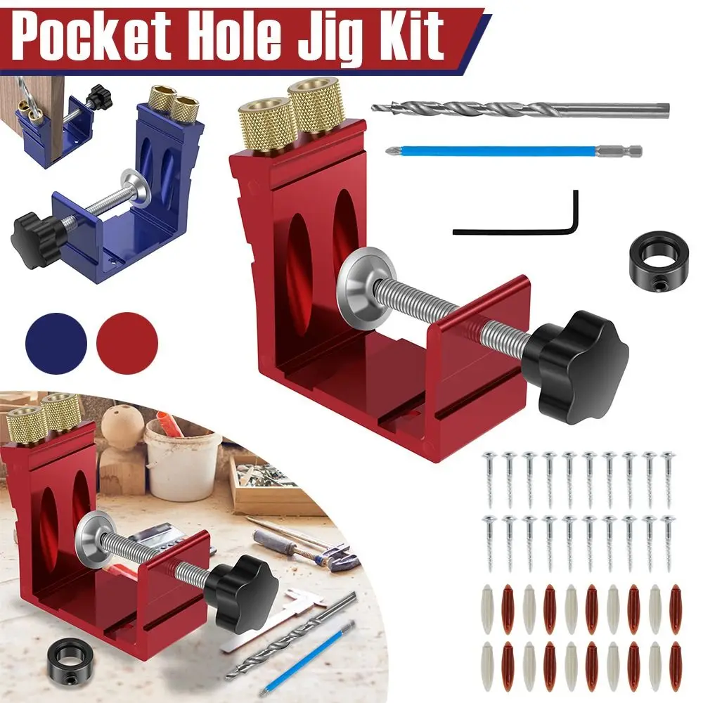 Adjustable Pocket Hole Jig 15 Degree Angle Pocket Dowel Woodworking Guides Inclined Hole Drill Punch Hole Positioner